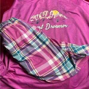 Pink Desert Dreamer Tank Top and Plaid Pants Set